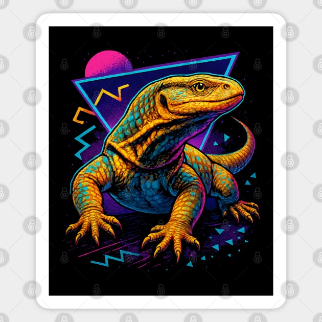 Retro Neon Savannah Monitor Magnet by Reptiq's Store